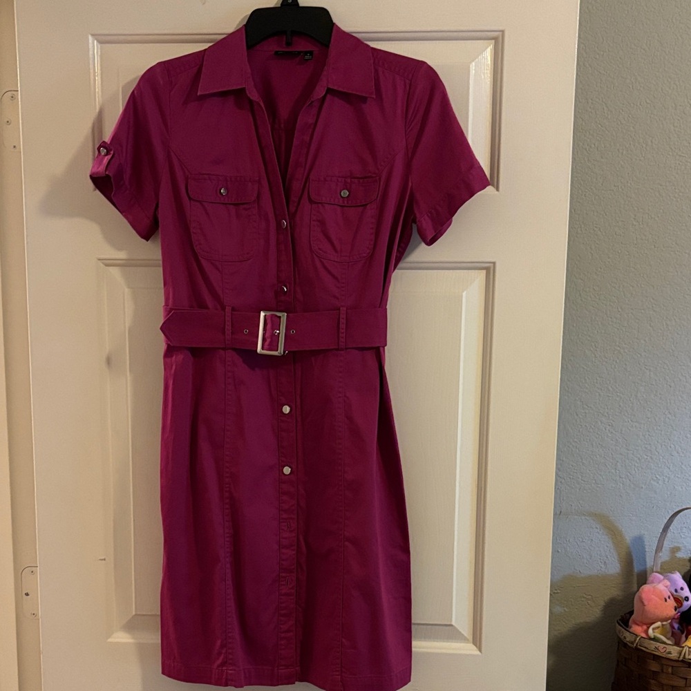 Apt. 9 Fuchsia Belted Shirt Dress